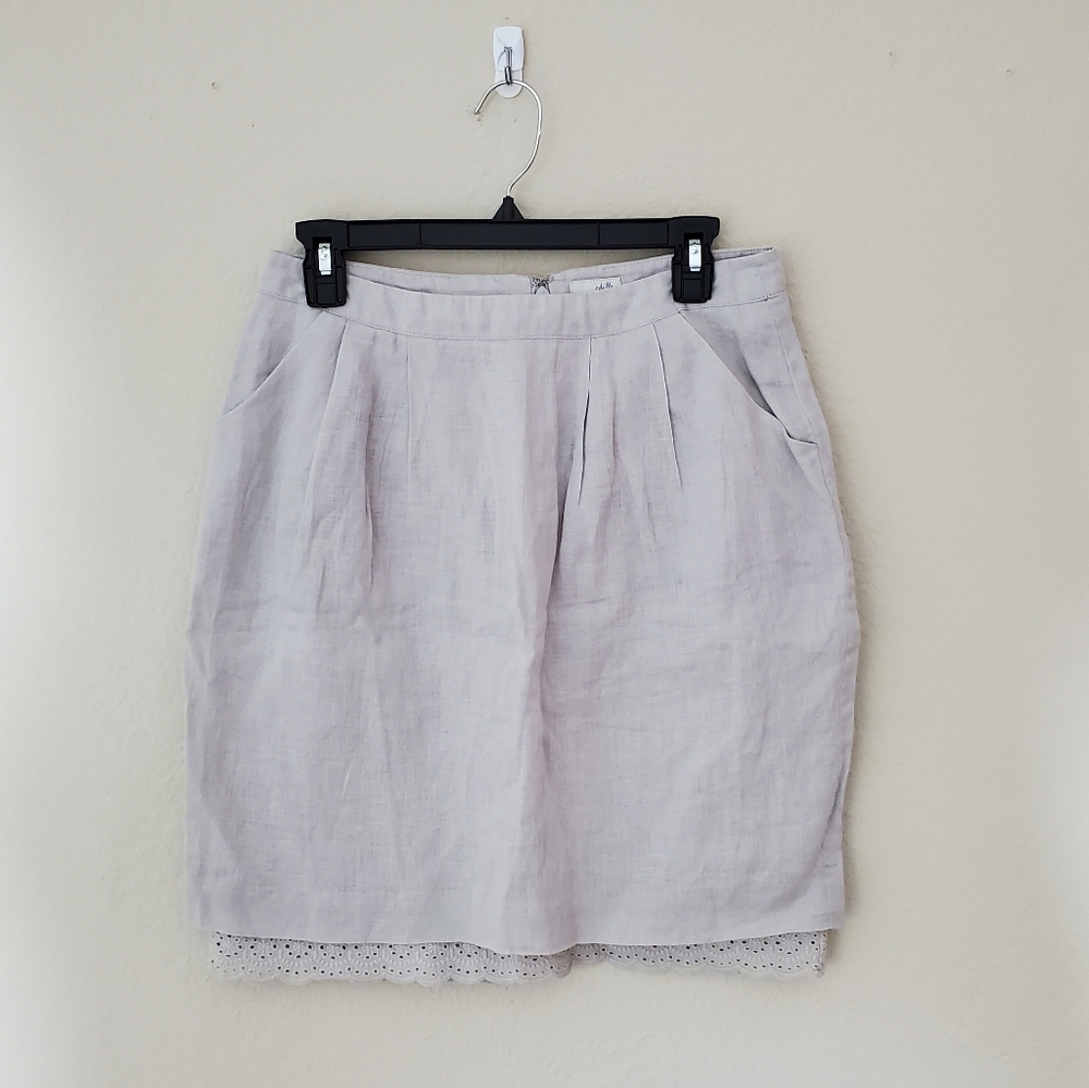 Anthropologie Odille Linen Eyelet Lace Skirt with Pockets